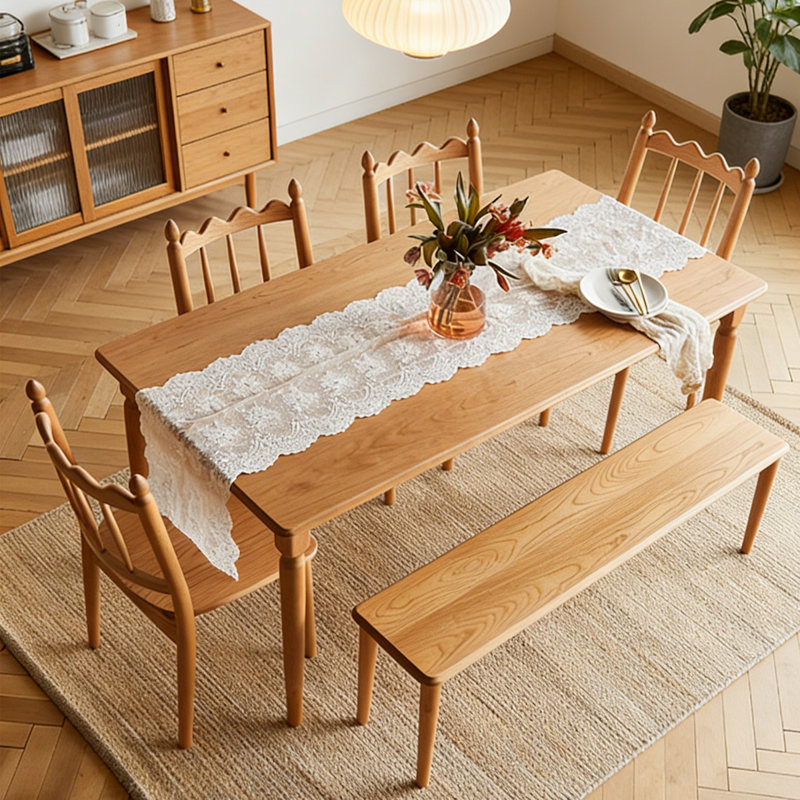 Retro and Simple Dining Table, 29.53"H x 55.12"L x 31.5"W