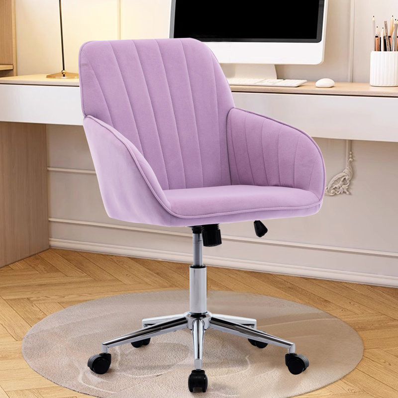 Fauteuil de bureau ergonomique pivotant, essentiel pour la chambre à coucher, velours, base argentée, rehausse le mouvement du revêtement en velours, construction, réduit la fatigue physique