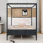 Lit plateforme à baldaquin en bois avec tête de lit tapissier et lattes-129164441-129164442