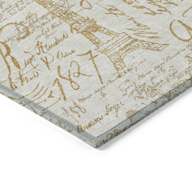 Machine Washable Indoor/Outdoor Husby ACN2209 Novelty Rug, Rectangle 3' x 5'