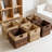 Handwoven Storage Baskets Set Of 6, Mixed Weave Wicker Cube Bins With Metal Frame For Shelves, Foldable Organizer For Bathroom, Bedroom, Laundry, Pantry, And Home Decor