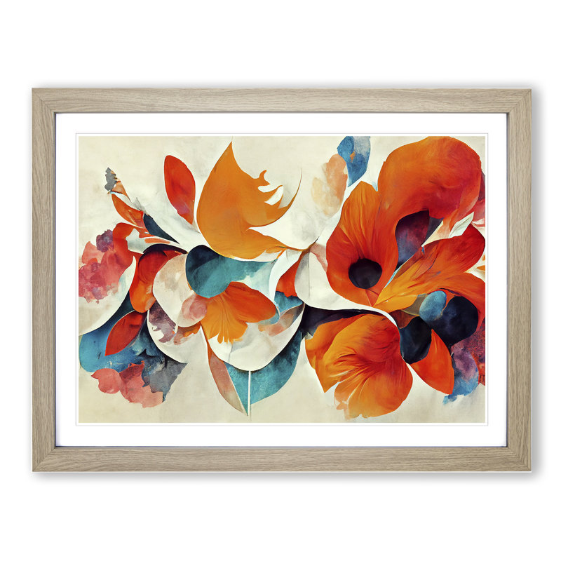 Flowers - Framed Print, 46cm H x 64cm W, Oak Framed