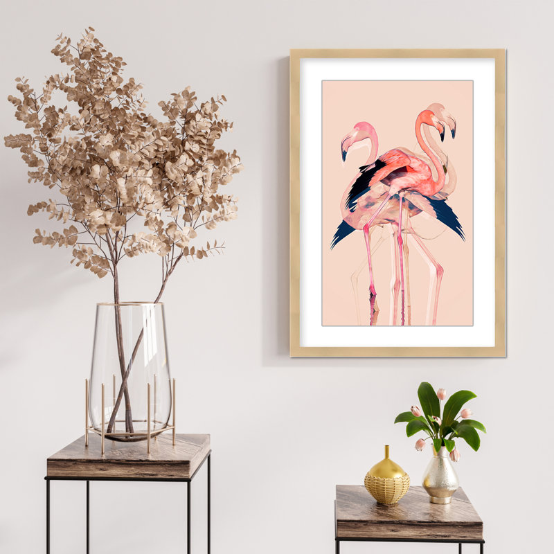 Coastal Retreat Flamingo Flares: Layers Of Abstraction, 48" H x 32" W
