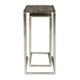 2-Piece Rectangular Agate Nesting Table Set With Nickel Base