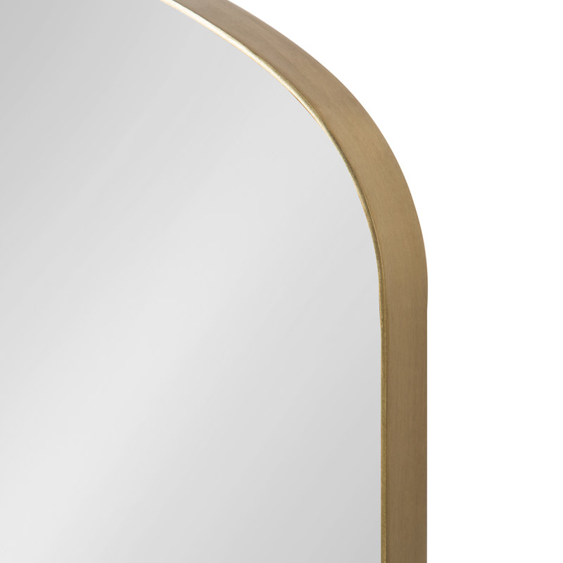 Cemile Metal Flat Mirror with Shelves, Gold