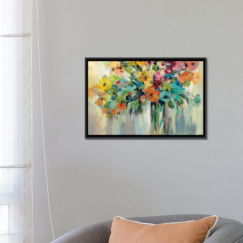 Nuage de fleurs par Silvia Vassileva - impression, H 18 po x l 26 po x P 1,5 po, Toile avec cadre flottant noir, Pas de tapis