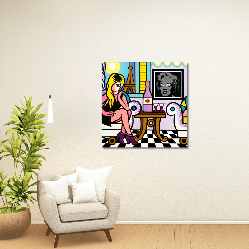«Nifao Collection Paris Livingroom», peinture acrylique, toile tendue, art par Jo² 30 po x 30 po, H 48 po x l 48 po