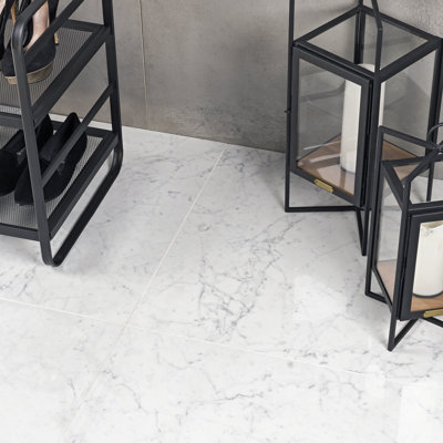 24" x 24" Porcelain Marble Look Wall & Tile
