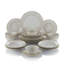 Service de vaisselle en porcelaine dorée et blanche Art Deco Scallop (service de 24 pièces pour 6 personnes)