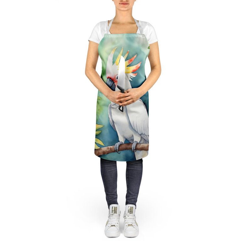 Apron, White/Yellow Cockatoo