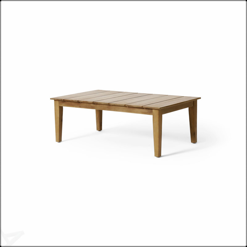 Table basse d'extérieur en bois d'acacia durable avec un design rustique et une finition résistante aux intempéries, parfaite pour le patio et le jardin