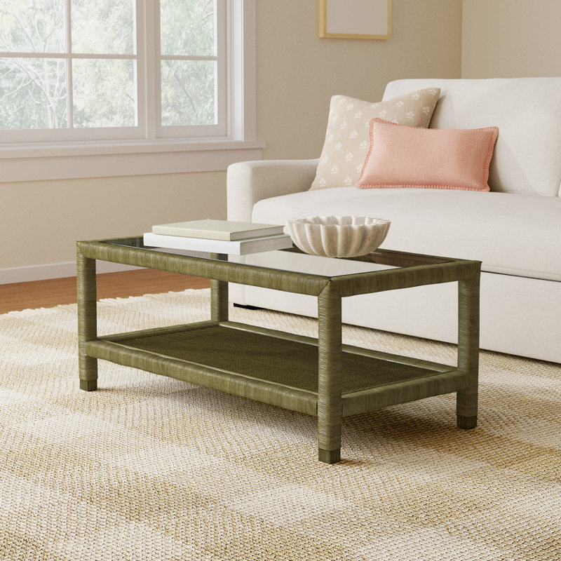 Graham Glass Top Coffee Table, Brass