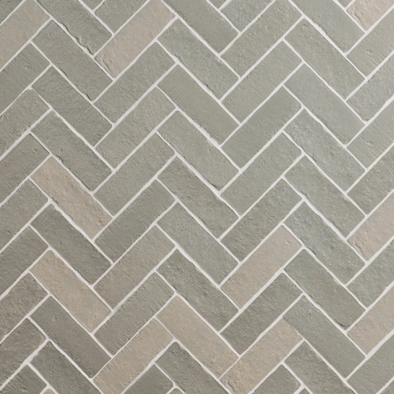Brixon 1.5x4 Herringbone Matte Porcelain Mosaic Tile, Seawater Gray