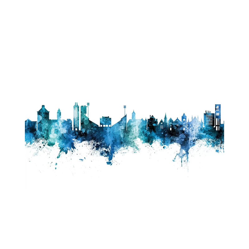 Lawrence Kansas Skyline Blue Teal by Michael Tompsett - Wrapped Canvas Painting, 101.6 cm H x 66.04 cm W x 3.175 cm D