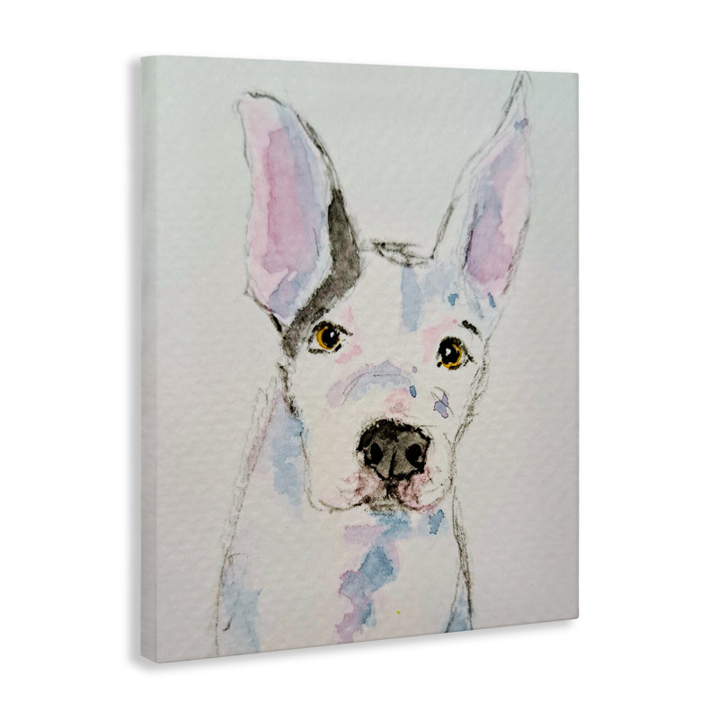 Toile expressive croquis de chien, conception de Tatiana Roberts, H 20 po x l 16 po