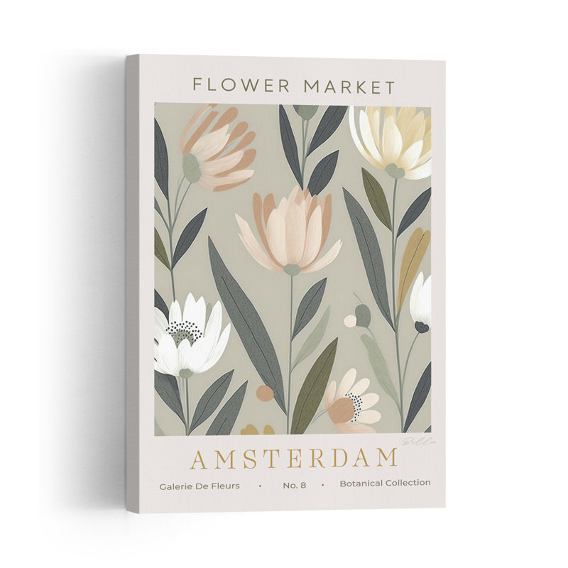Soft Pastel Florals Delicate Elegant Minimalist Flower Nature Wall Art Print 1 Piece Wrapped Canvas Wall Art