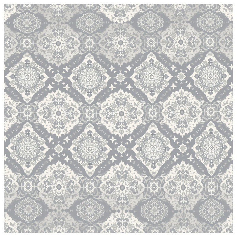 Gray Detailed Damask Double Sided Throw Pillows, 14 x 14 inches