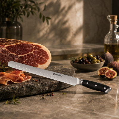 Couteau à poitrine de bœuf, couteau à découper et trancher de 30 cm pour la viande, barbecue, acier allemand ultra-tranchant, étui inclus, manche ergonomique, cadeau idéal pour les amateurs de grillades.