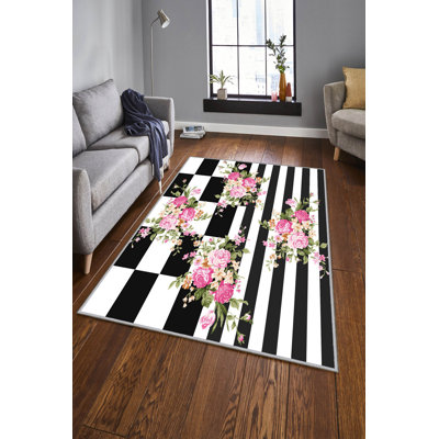 Stylish Woven Carpet (4.6 x 7.2 Feet), 100% Polyester, 0.4 in Pile Height | Antibacterial, Non-Slip Underside, Machine Washable | 3D Digital Print Design | Perfect for Living Room, Bedroom, & Dining Areas