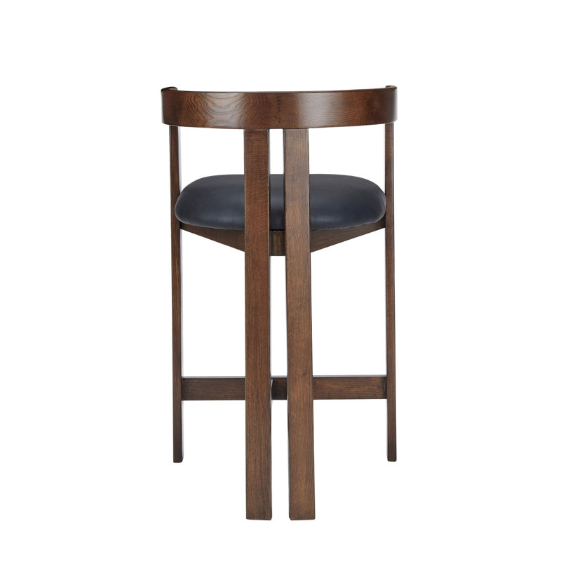 Lulani 25.7 Counter Stool, Black Faux Leather / Brown Oak Frame