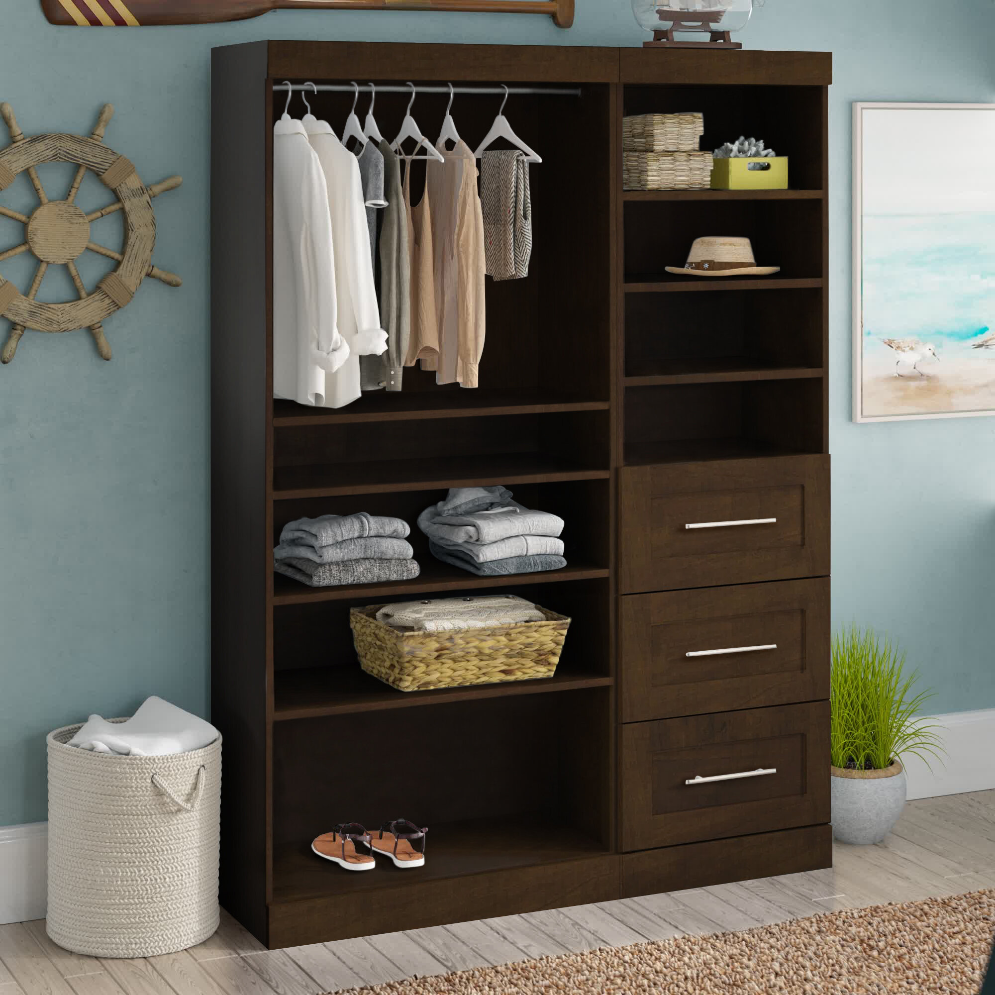 Bryant 30in Natural Walnut Closet With Doors And Drawers