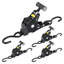 Sangles rétractables à cliquet | 4 sangles auto-rétractables avec sangles à cliquet robustes avec boucles souples pour moto, camion, remorque, fourgon utilitaire | Résistance à la rupture de 1500 lb