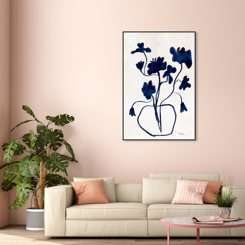 Vase anémone - Impression sur toile, Cadre noir, H 55 po x l 37 po, Noir