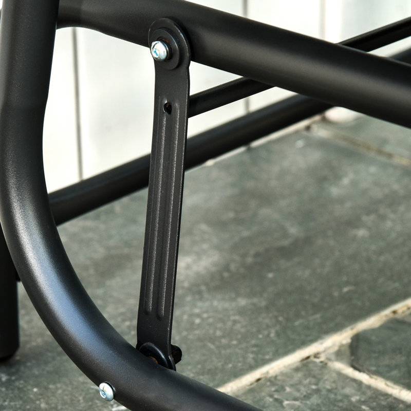 Fauteuils à bascule à structure métallique avec revêtement d'assise respirant - Rendez votre extérieur plus accueillant : jardin, piscine, cour, balcon Noir 2 Matériaux Moments mémorables :