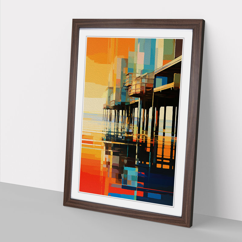 Pier Pier Orphism - Single Picture Frame Print on Wood, 64cm H x 46cm W, Walnut Framed