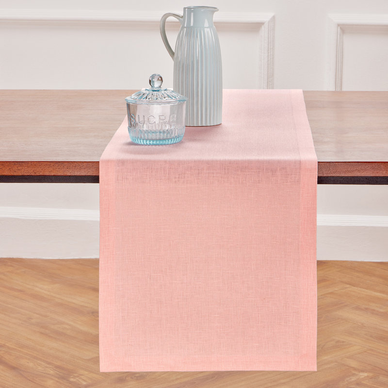 Diana - 100% Pure Linen Table Runner, 90" x 14", Misty Pink