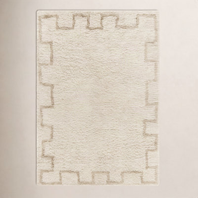 Anemone Greek Key Wool Shag Rug