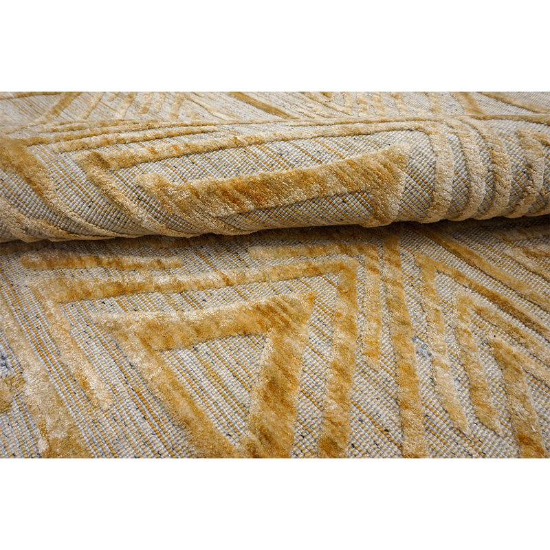 Hand Knotted Geometric Area Rug in Gray