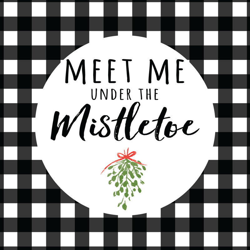 Meet Me Under The Mistletoe Black Check - Wrapped Canvas Print, 76cm H x 76cm W x 3.8cm D