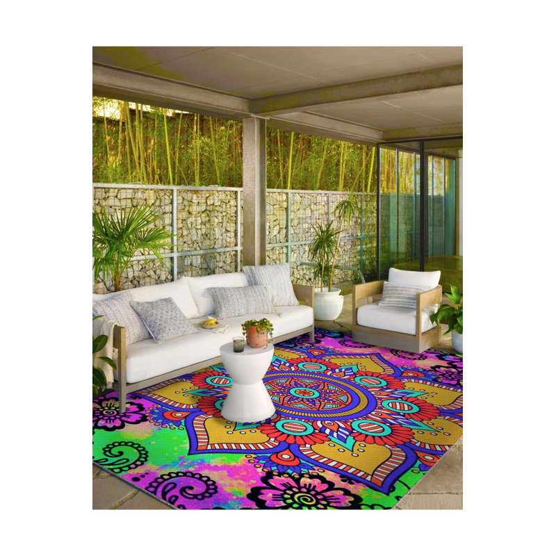 Tapis à motif floral lavable à la machine, Sous-tapis carré 3 pi 11 po inclus