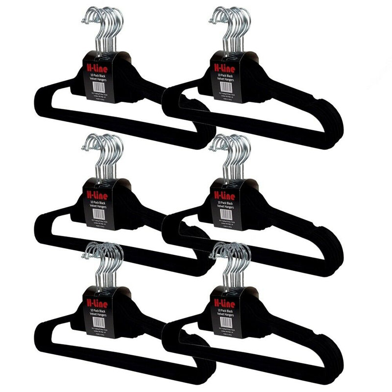 Velvet Standard Hanger for Dress/Shirt/Sweater, Black