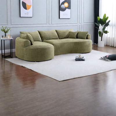 Comfortable Large Modern Sofas, Green Chenille Upholstery For Home