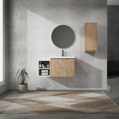Armoire de salle de bain 36 po avec lavabo et tablette latérale