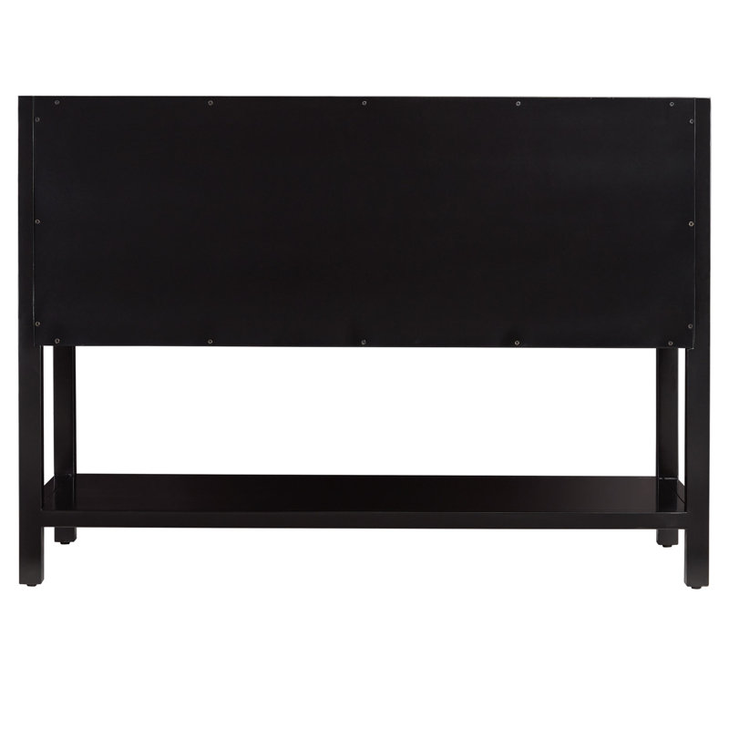 48" Robertson Single Bathroom Vanity Set with Oval Undermount Sink, Black, 8" Widespread, Feathered White Quartz