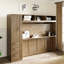 Lit en bois antique avec garde-robe, 3 tiroirs et tablettes ouvertes - garde-robe pleine grandeur optimisée