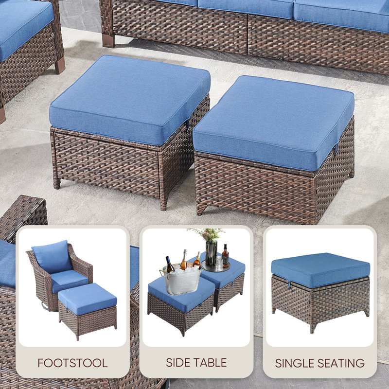 Jenesys 7-Piece Outdoor Wicker Furniture Set - Durable, Stylish Sofa, Chairs & Table For Patios & Gardens, Blue