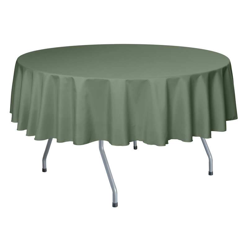 Ultimate Textile - Round Polyester Linen Tablecloth, 84" x 84", 3, Army Green