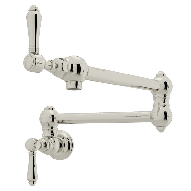 Country Pot Filler, Polished Nickel, Metal Levers