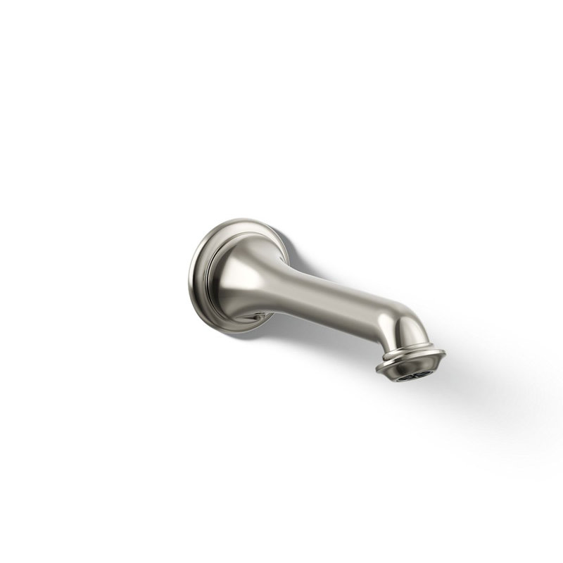 Artifacts Wall-Mount Bath Spout with Turned Design, Vibrant Polished Nickel