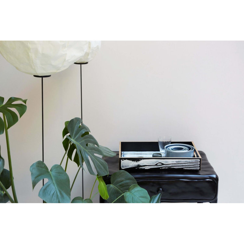 Wrongwoods Wood Decorative Tray, White/Black