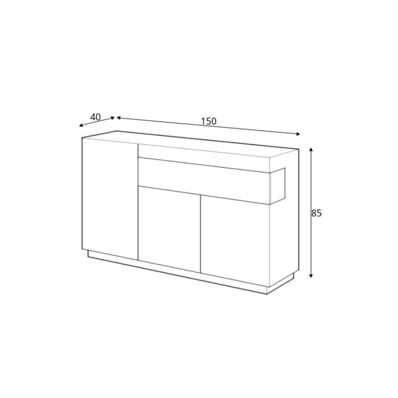 Byard Dining Hutch Welsh Dresser, White Gloss/Wotan