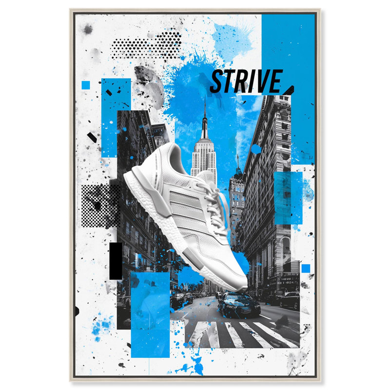 "City Block Sneaker", impression sur toile par Art Remedy, cadre argenté, 10 x 15, H 16 po x l 11 po, Cadre argenté