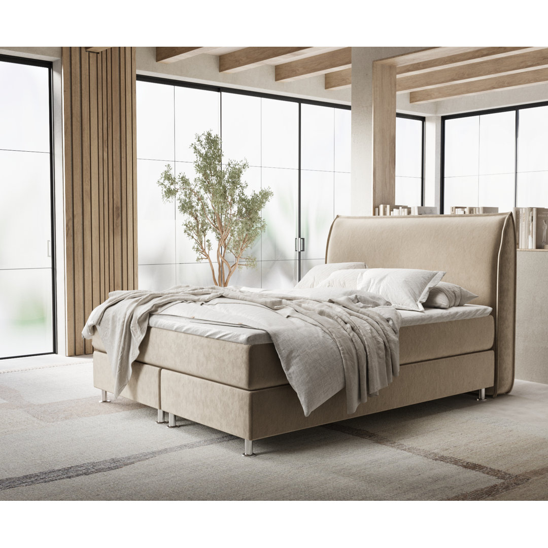 Echtes Boxspringbett Sorrento mit Zwei Matratzen und Latex Topper