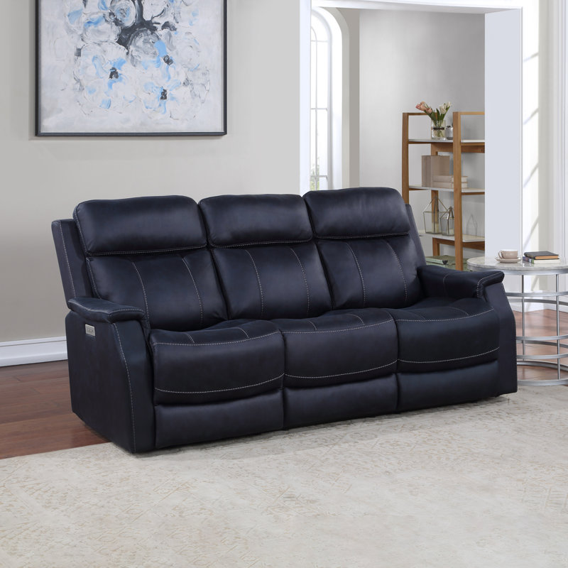 Frankenmuth Upholstered 84'' Power Reclining Sofa, Ocean Blue 100% Polyester