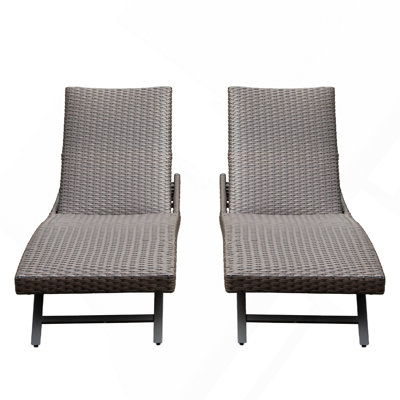Chaise longue d'extérieur en osier 2 pièces