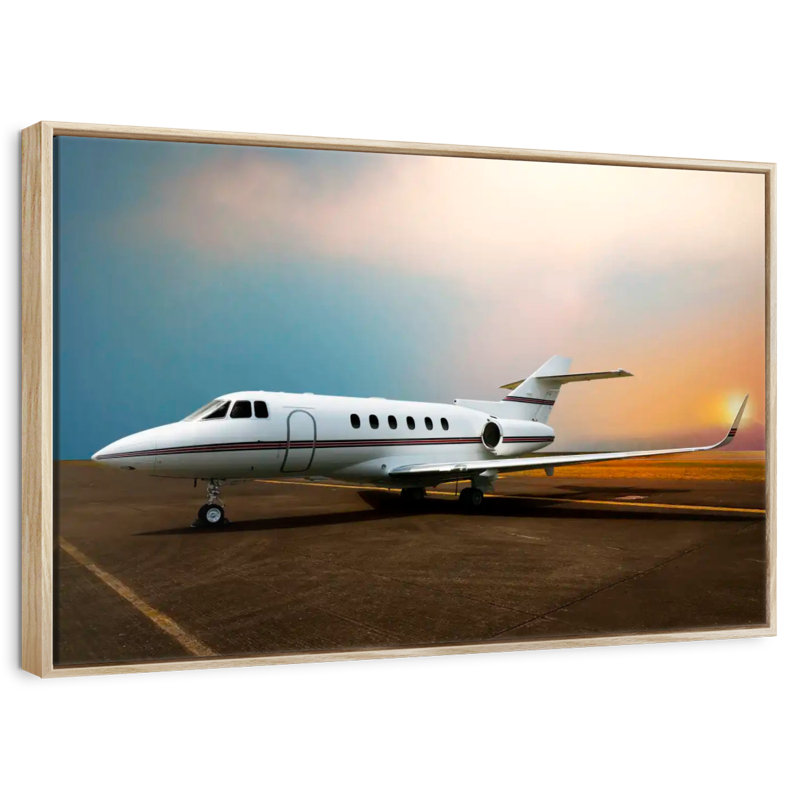 Stationnement privé en avion, Cadre flottant en bois naturel, 31 po x 21 po